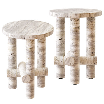 Table basse  Clement Brazille Ensemble of Travertine Side Modèle 3D