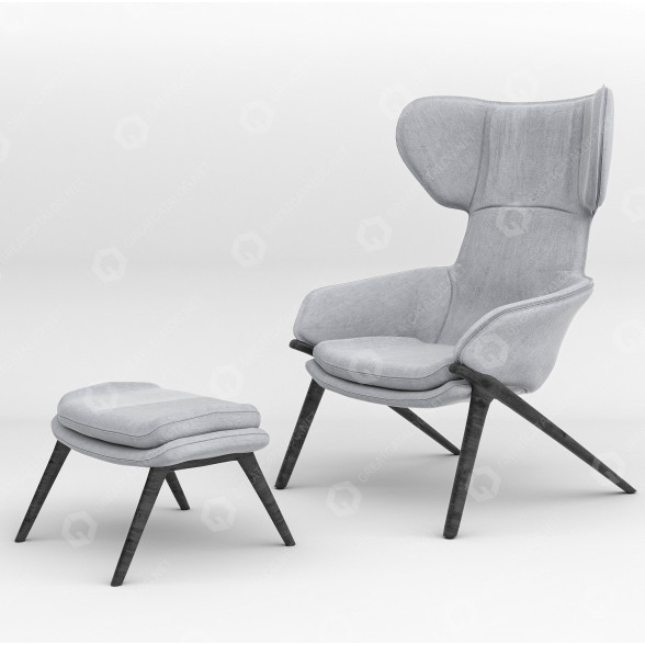 Sessel und Ottomane Cassina Textile 3D-Modell