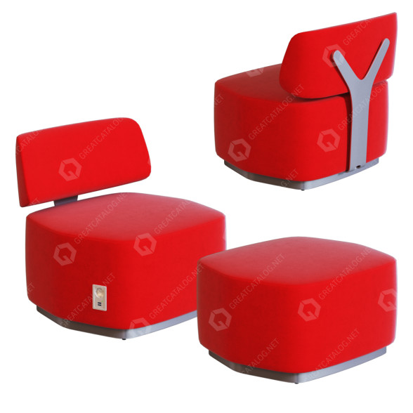 Sessel und Ottomane Protocol Airwave 1 3D-Modell