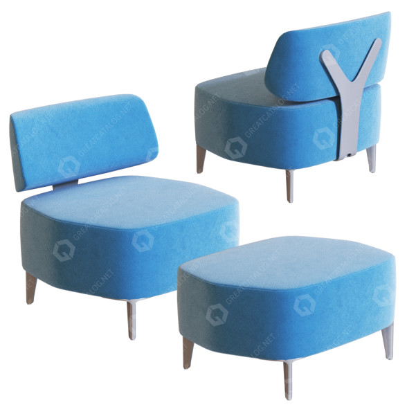 Fotel i pufa Protocol Airwave 16 model 3D