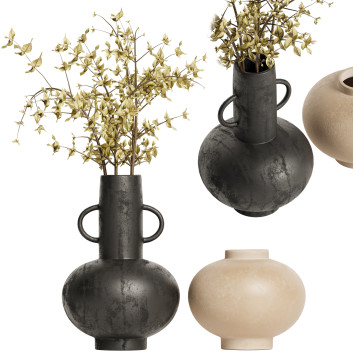 Вази Merriman Black & Terracotta Set with Dried Plants
