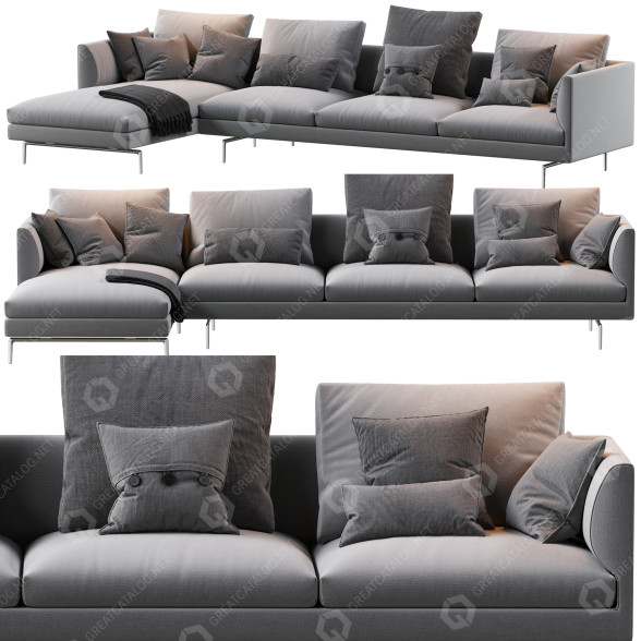 Sofa Zanotta 1333 Flamingo Gray 3D-Modell