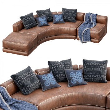 Montauk Sofa Lewis Leather Curved  3D модель