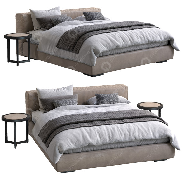 Ліжко та тумбочки Marac Gordon Beige 3D модель