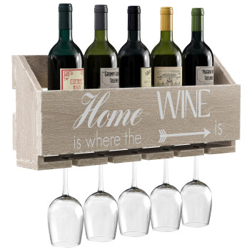 Полиця та декор Gallatin Le Luxe Engraved Home is Where 5 Bottle Wall Mounted