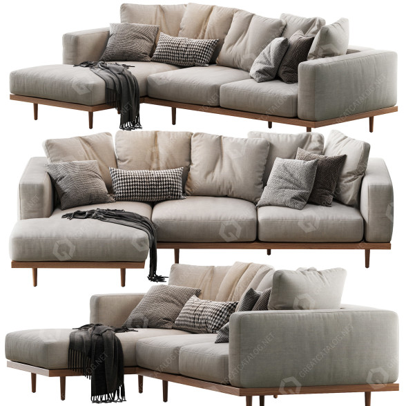 Диван West Elm Newport 2-piece Chaise Sectional 3D модель