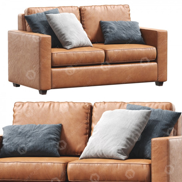Sofa West Elm Henry Leather 3D-Modell