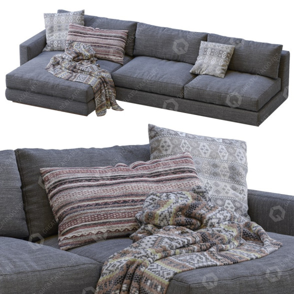 Sofa Ferlea Simple Gray model 3D