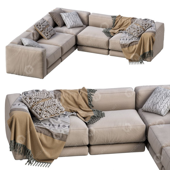 Sofa Montauk Sofa Lewis Beige model 3D