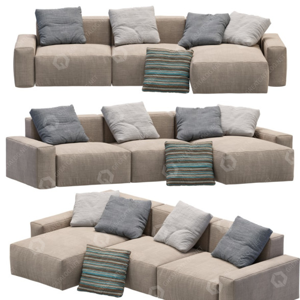 Canapé Jesse Daniel Beige modèle 3D