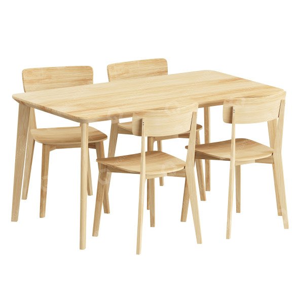 Стіл та стільці IKEA Lisabo 3D модель