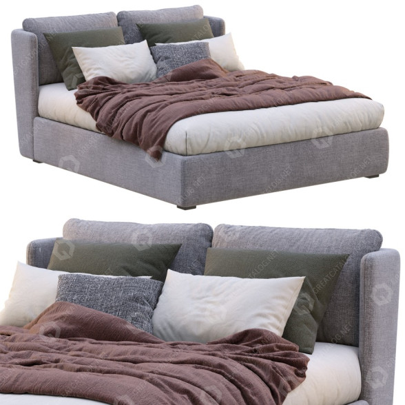 Cama Meridiani Kira Gray Modelo 3D