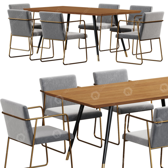 Mesa y sillas CB2 Rouka Modelo 3D