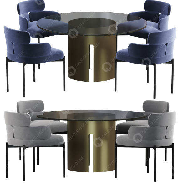 Стіл та стільці Meridiani Sylvie Set 3D модель