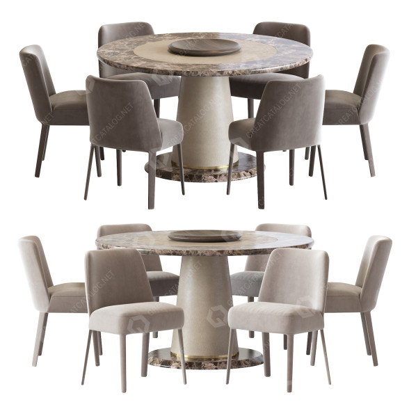 Tisch und Stühle Maxalto Modern Marble Round and Febo by Antonio Citterio 3D-Modell