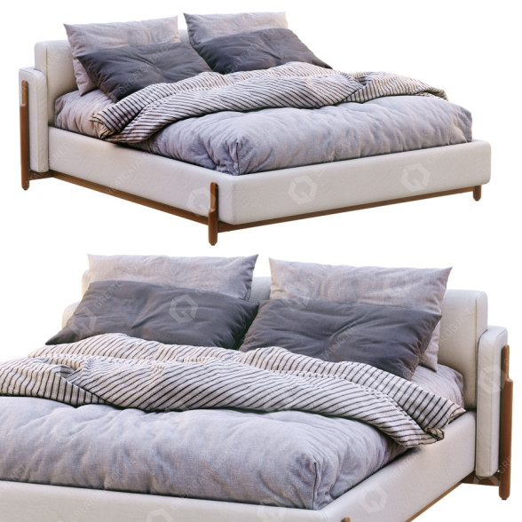 Bed Zegen Ash White 3D model