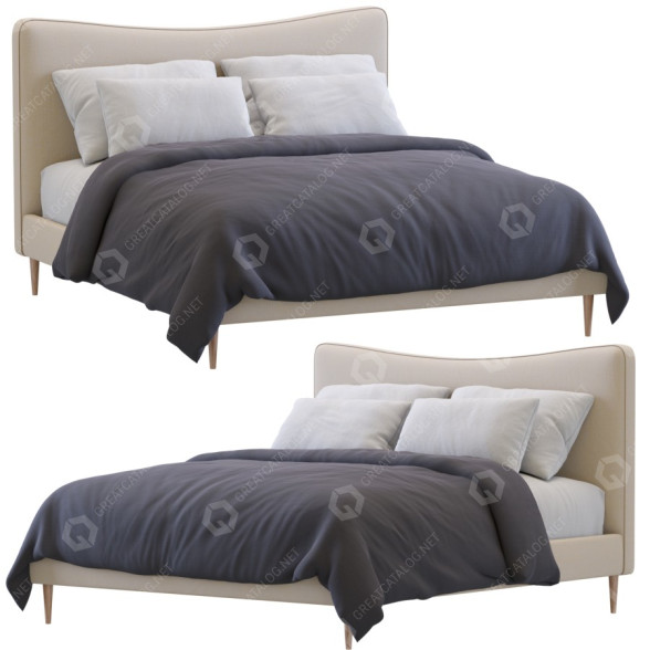 Ліжко West Elm Myla Beige 3D модель