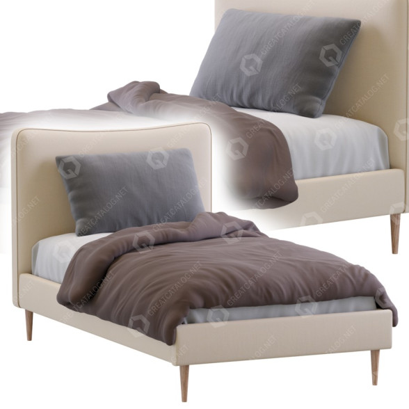 Ліжко West Elm Myla Beige 3D модель