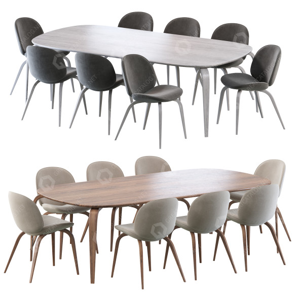 Mesa y sillas Komplot Design Gubi Dining Elliptical and Beetle Modelo 3D