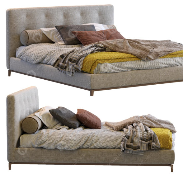 Кровать Minotti Andersen Beige 3D модель