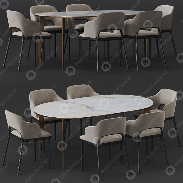 Tisch und Stühle Thonet 520 and Arden 3D-Modell