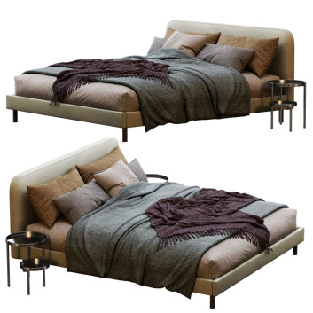 Ліжко та тумбочки MADE Besley Beige