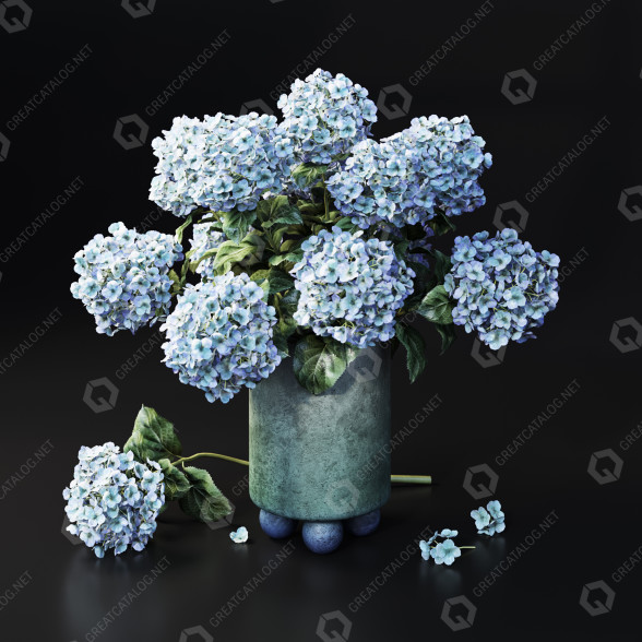Ramo Hortensia azul Modelo 3D
