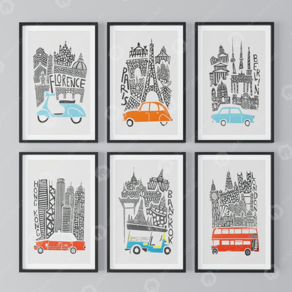 Pictures City Theme Paintings 3D model