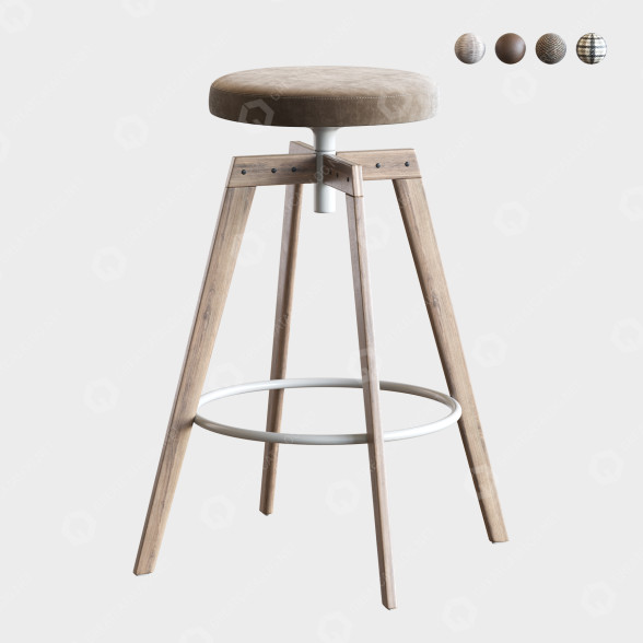 Taburete de bar MDF Italia Frame Oak Modelo 3D
