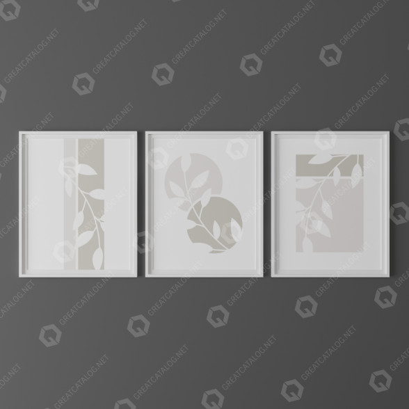 Картини Set of Modern Wall Artworks with Plants 3D модель