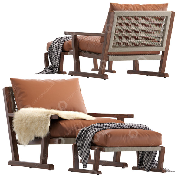 Крісло та пуф Coco Republic Bari Outdoor Lounge Leather 3D модель
