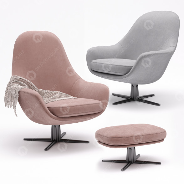 Крiсло та пуф Flexform Sveva Soft 3D модель
