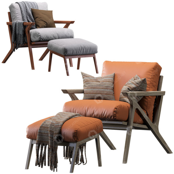 Fauteuil et Ottoman Article Otio modèle 3D
