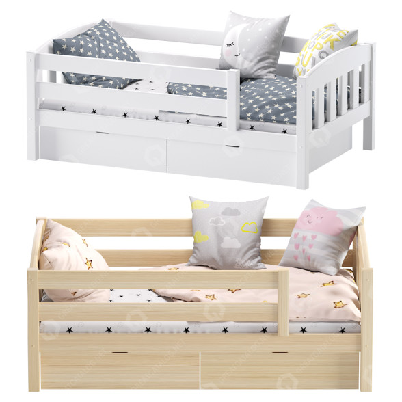 Bed Ecomebel With a Side Ernie Solid Pine 3D model
