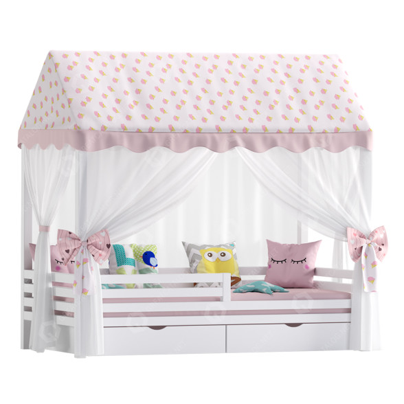 Ліжко Еко Меблі House Talo with Drawers Solid Pine 3D модель