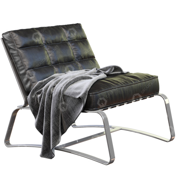 Fauteuil Minotti Delaunay Quilt Leather modèle 3D