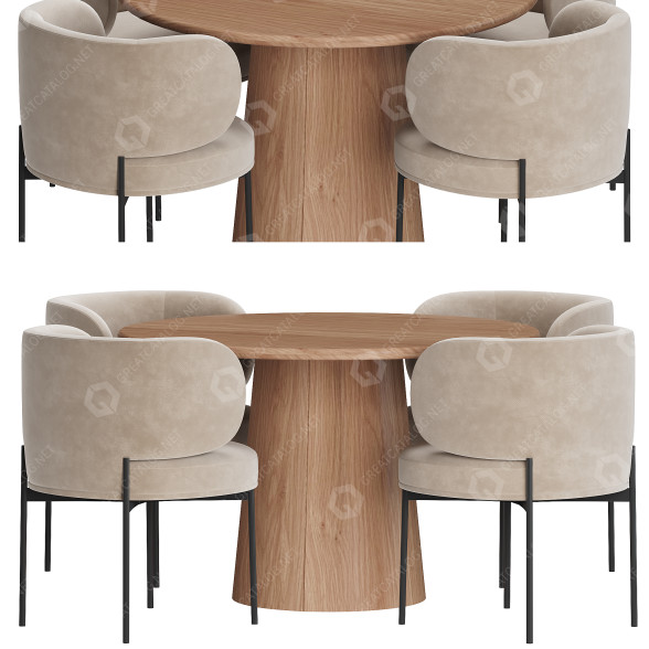 Стіл та стільці Gallotti&Radice Akiko 3D модель