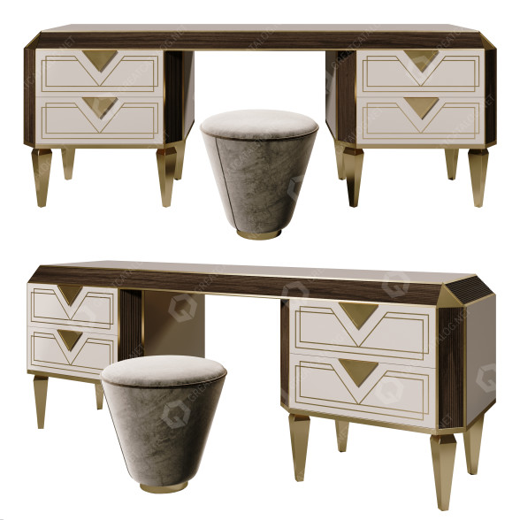 Туалетний столик та пуф Adora Diamante Arredo Classic 3D модель
