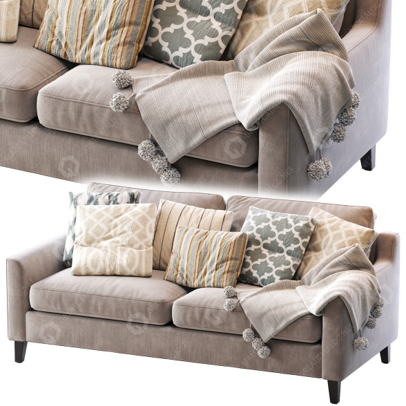 Sofa Pottery Barn Beverly Upholstered 3D-Modell