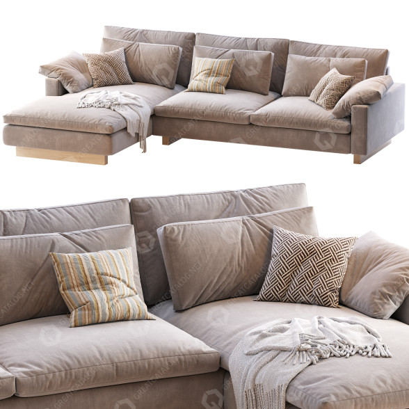 Диван West Elm Harmony 2-Piece Chaise Sectional 3D модель
