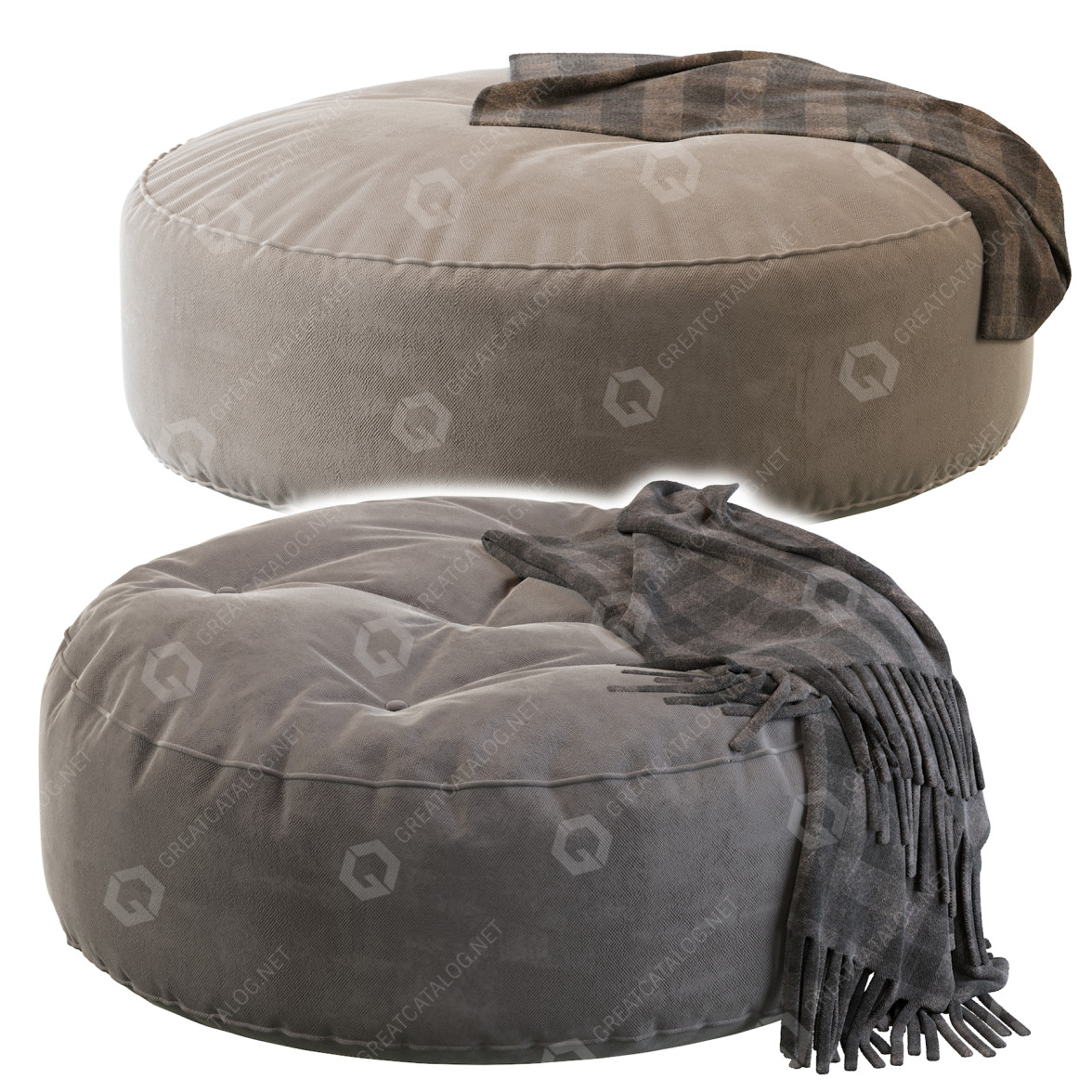 Pouf Crate & Barrel Velvet Flat Grey 3d model for download ⚡ free and