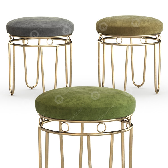 Hocker Linen with Gold Legs Grey 3D-Modell