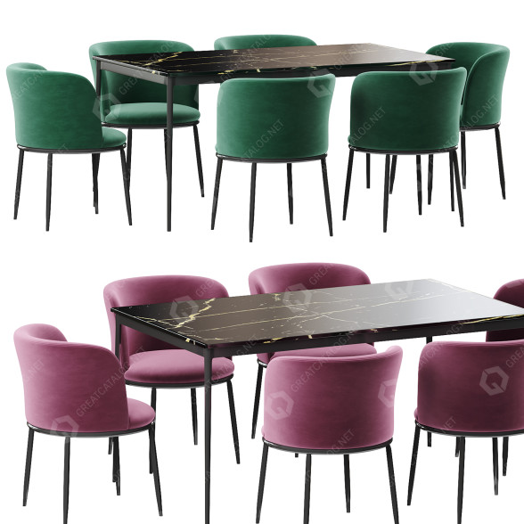 Mesa y sillas Eichholtz Filmore Dining Modelo 3D