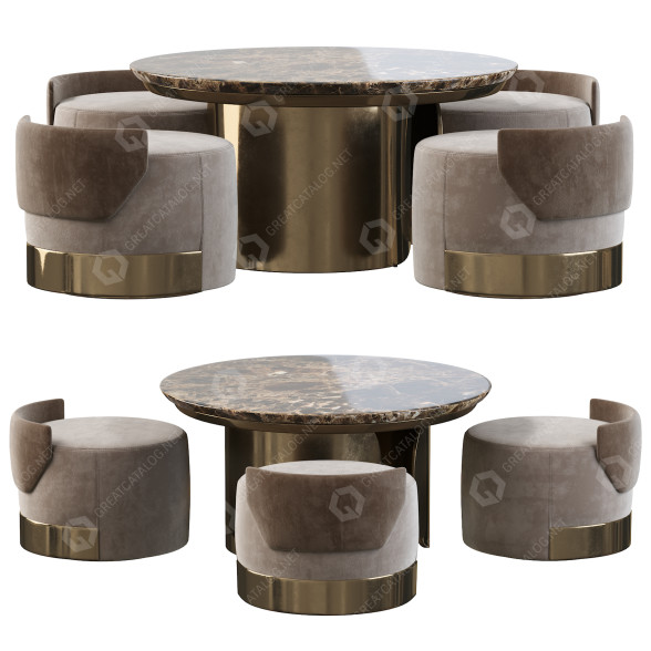 Mesa de centro y pufs Opera Contemporary Gabriel and Geely Modelo 3D