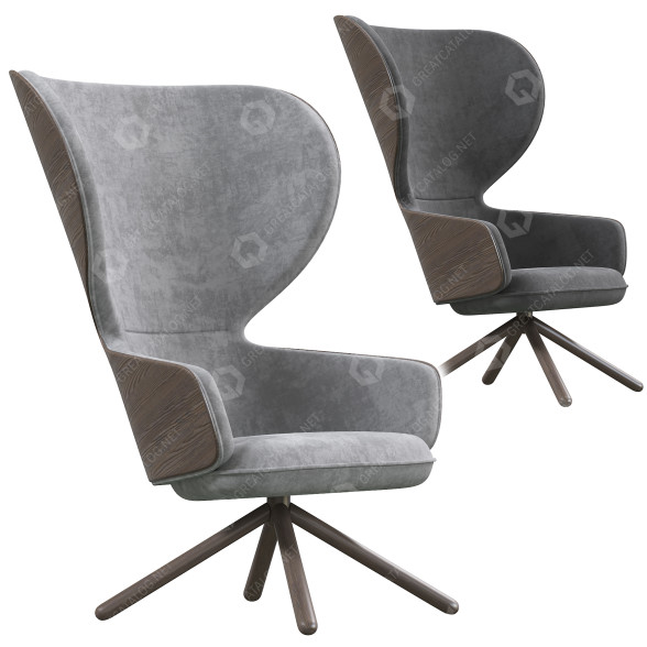 Armchair David Fox Design Hygge High Back 4 Leg Base 3D model