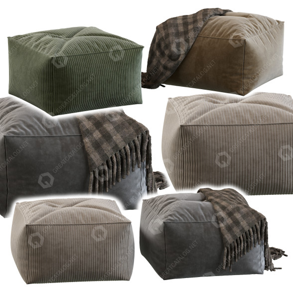 Пуф Icon Milano Velvet Footstool 3D модель