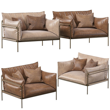 Paola Lenti Kaba Sessel Leather 3D-Modell