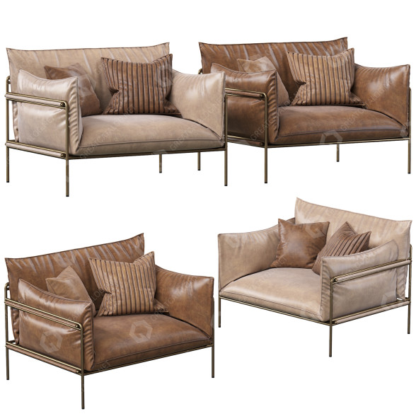Sessel Paola Lenti Kaba Sessel Leather 3D-Modell